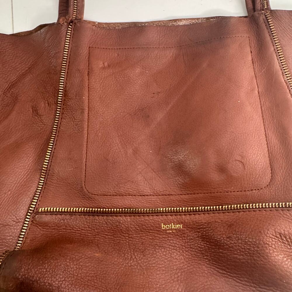 Botkier Brown Leather Tote Bag Pebbled Leather Zipper Detail Snap Soho Read - Picture 6 of 14